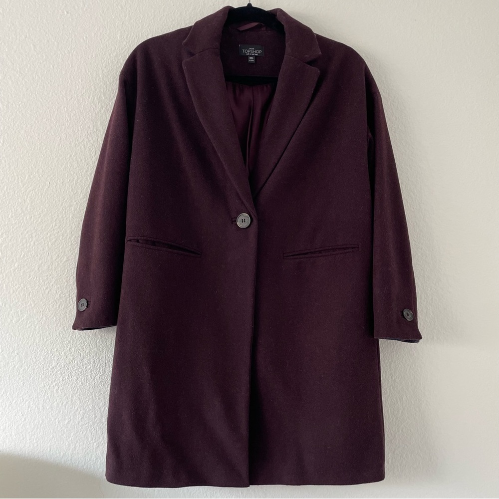 Women Topshop Single-breasted winter coat in berry Petite 2